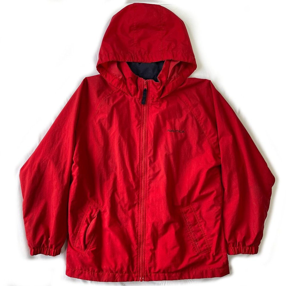 Nautica Basic Nylon Windbreaker Size M (12-14) Women's Small Zip Up Hooded